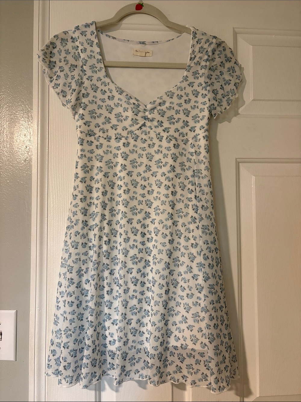 White and Blue Floral Mini Dress